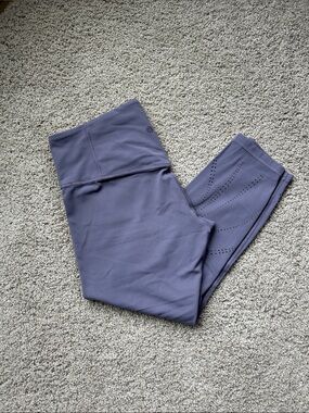 Women’s Athleta Elation laser-cut Purple Performance Capri Leggings